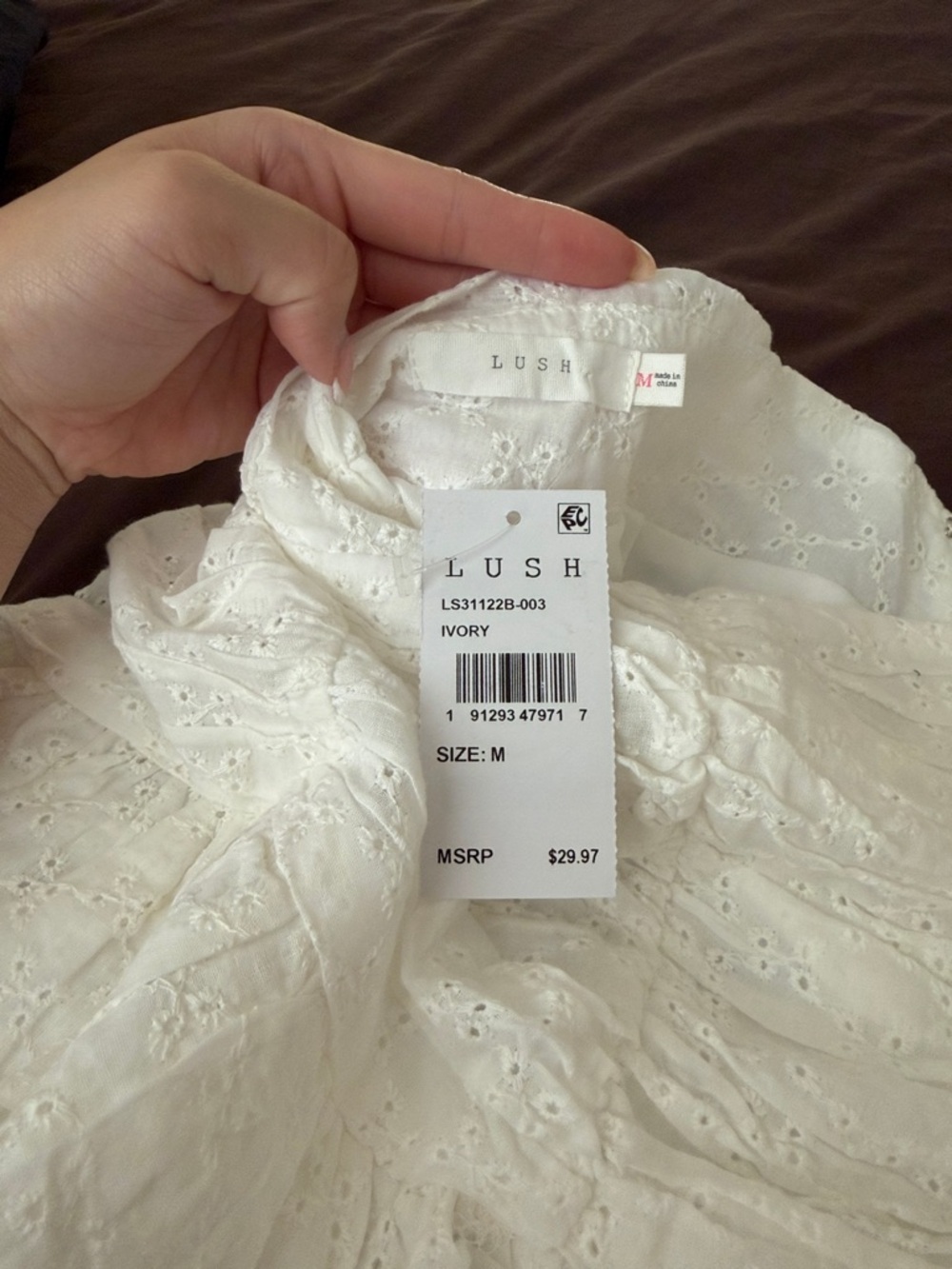 Lush White Eyelet Ruffle Mini Skirt - Picture 2 of 3
